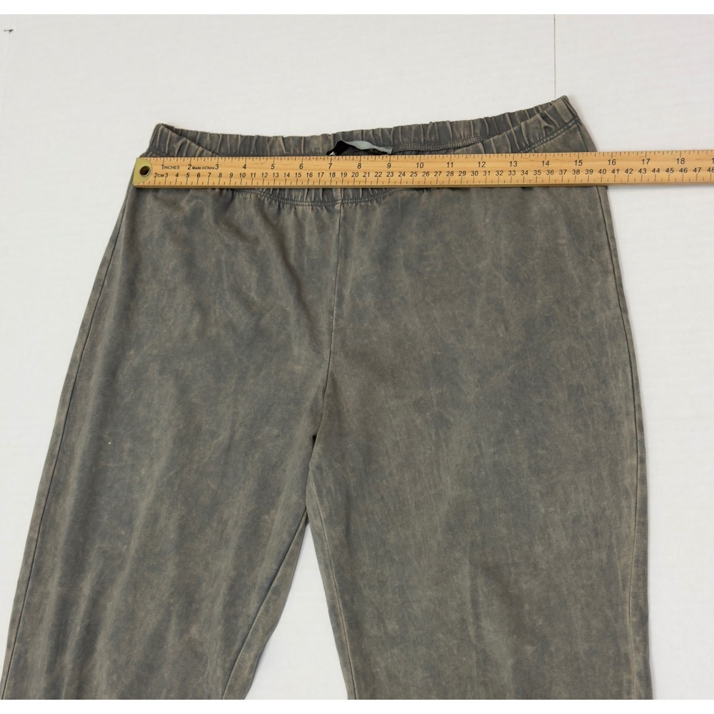 Chatoyant Flare Leg Pants Womens L Gray Tassel Trim Mineral Wash Boho Festival - Picture 9 of 10